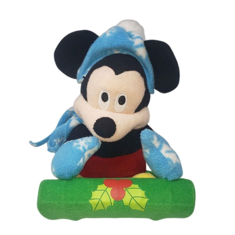 Disney Mickey Mouse on Sled Christmas Battery Operated Singing Rocking Plush Toy